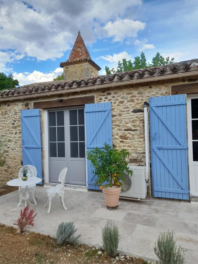 La Petite Maison Bleue Avec Piscine Loubejac Exterior photo